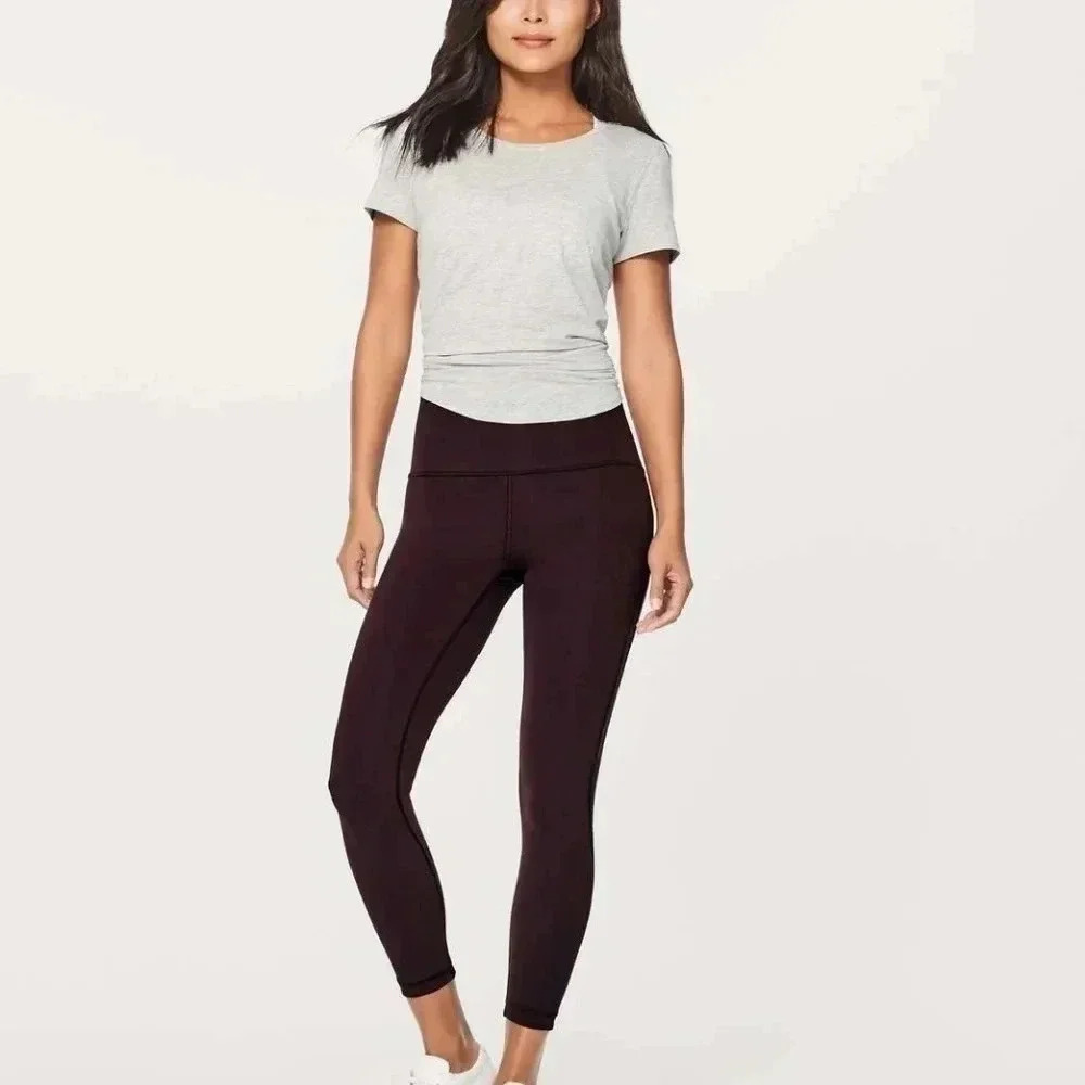 Lululemon Meant To Move 7/8 Tight (25")Black Cherry / Flocked Floral Black Che